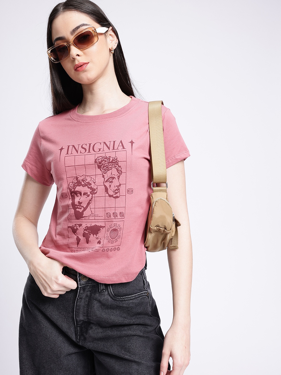 

glitchez Urban Cool Printed T-shirt, Rose
