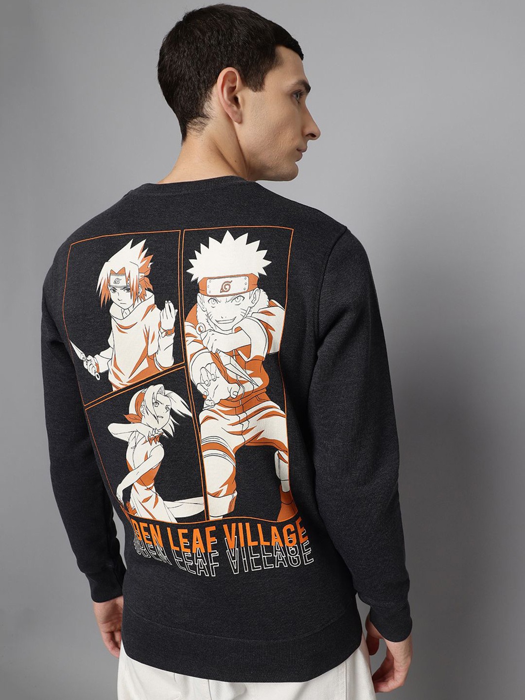 

Free Authority Men Naruto Printed Long Sleeve Sweatshirt, Charcoal