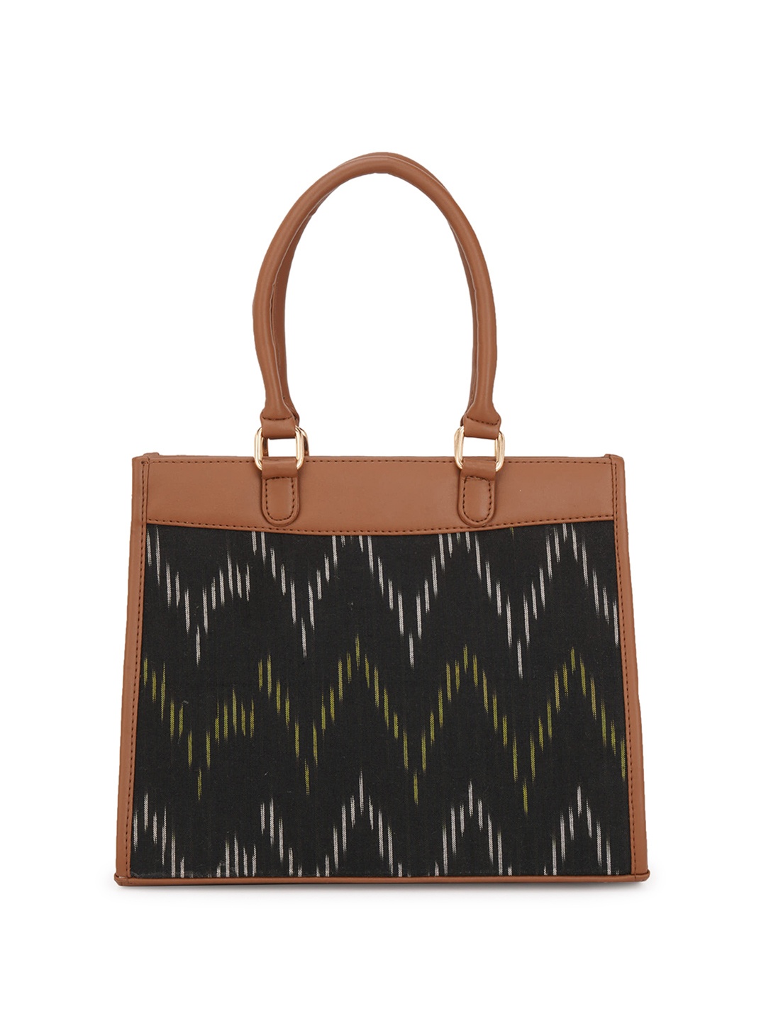 

Globus Vegan Leather Ikat Abstract Print Double Handle Handheld Bag, Black
