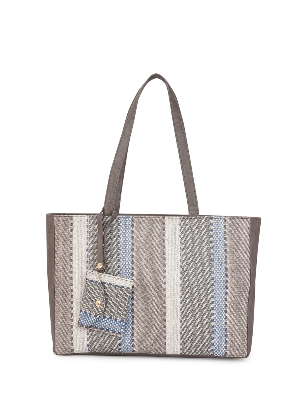 

Globus Vegan Leather Jute Abstract Print Double Handle Tote Bag With Pouch, Grey