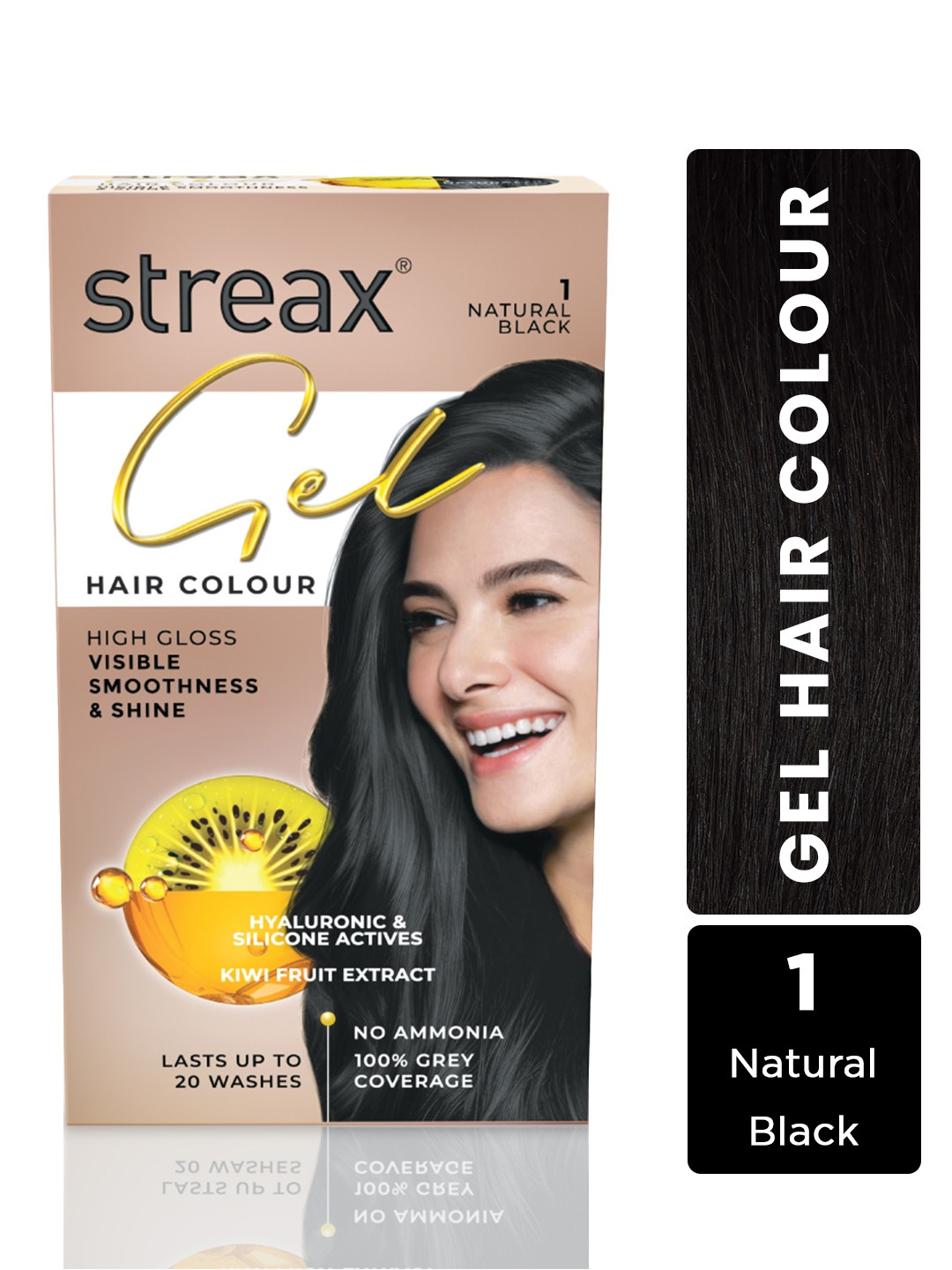 

Streax 100% Grey Coverage Long Lasting Gel Hair Colour 150ml - Natural Black 1
