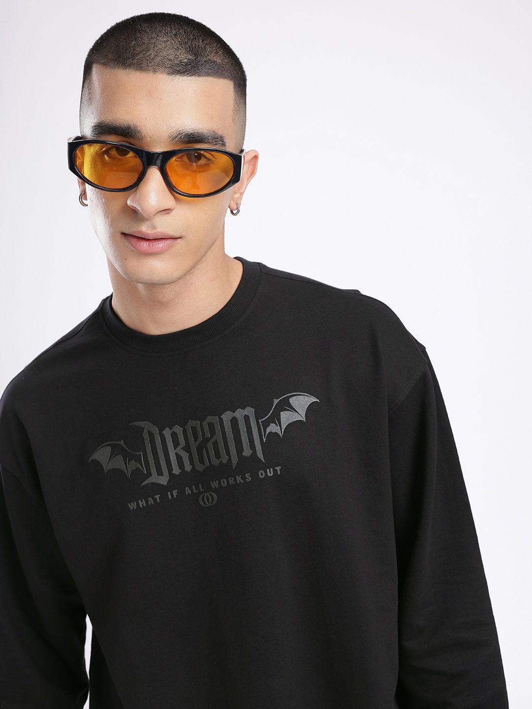 

glitchez City Dreamscape Printed Cotton Terry Relaxed Fit Sweatshirt, Black