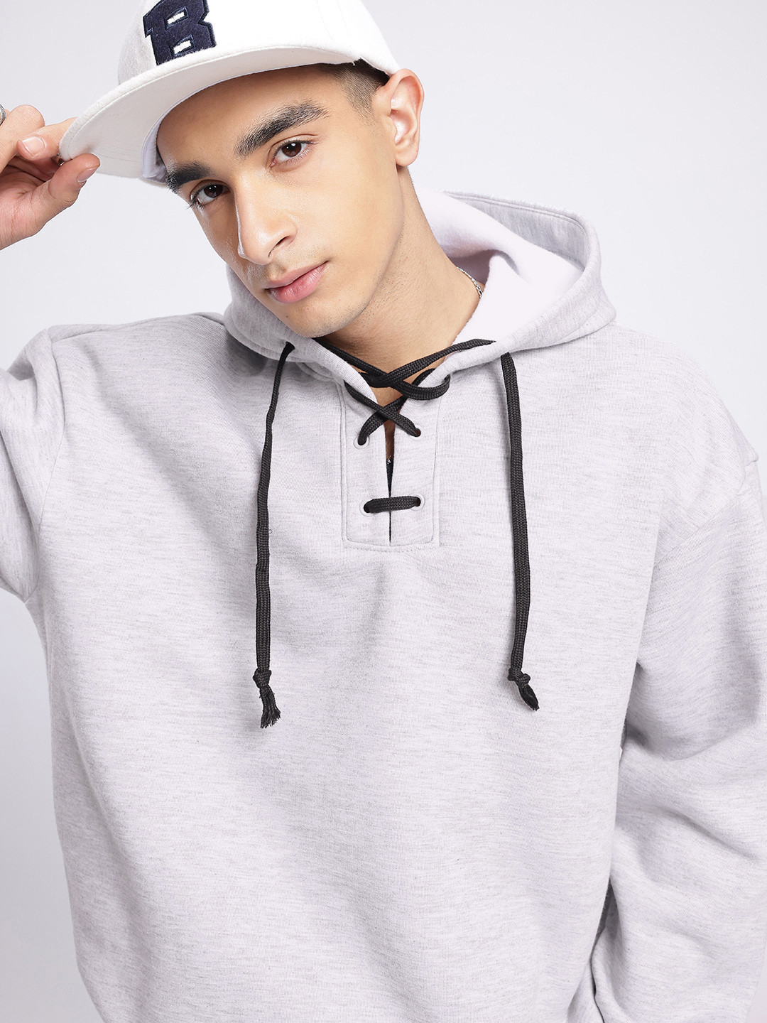 

glitchez City Savvy Oversized Hooded Sweatshirt, Grey melange