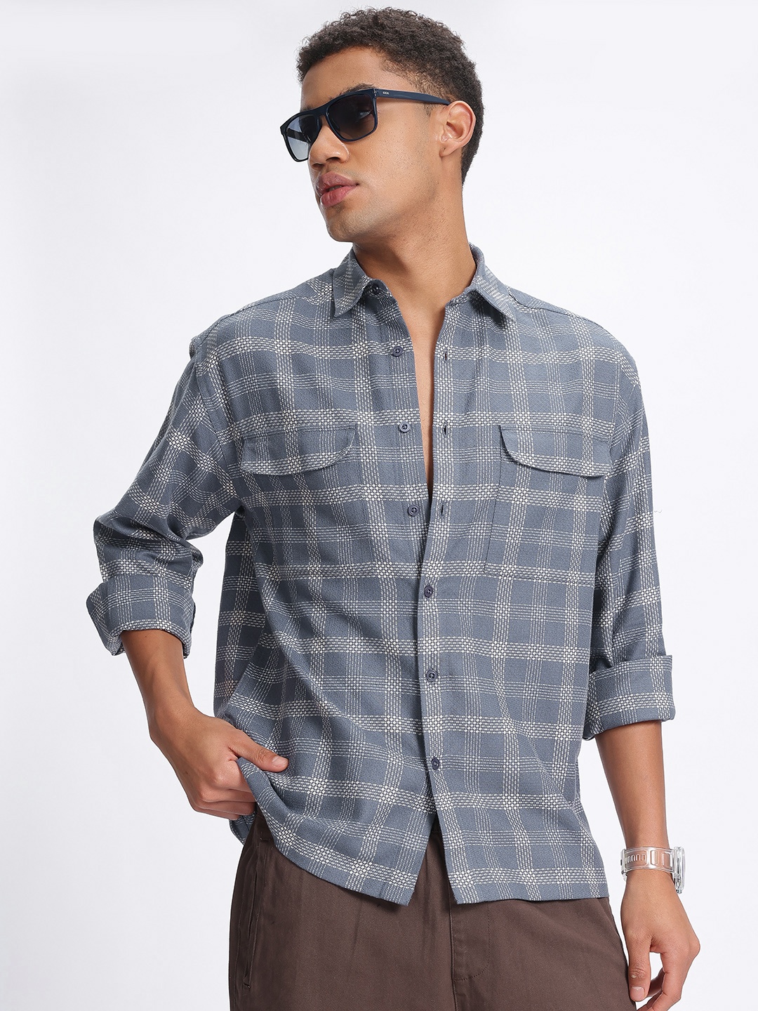 

glitchez Utility Avenue Checked Shirt, Blue