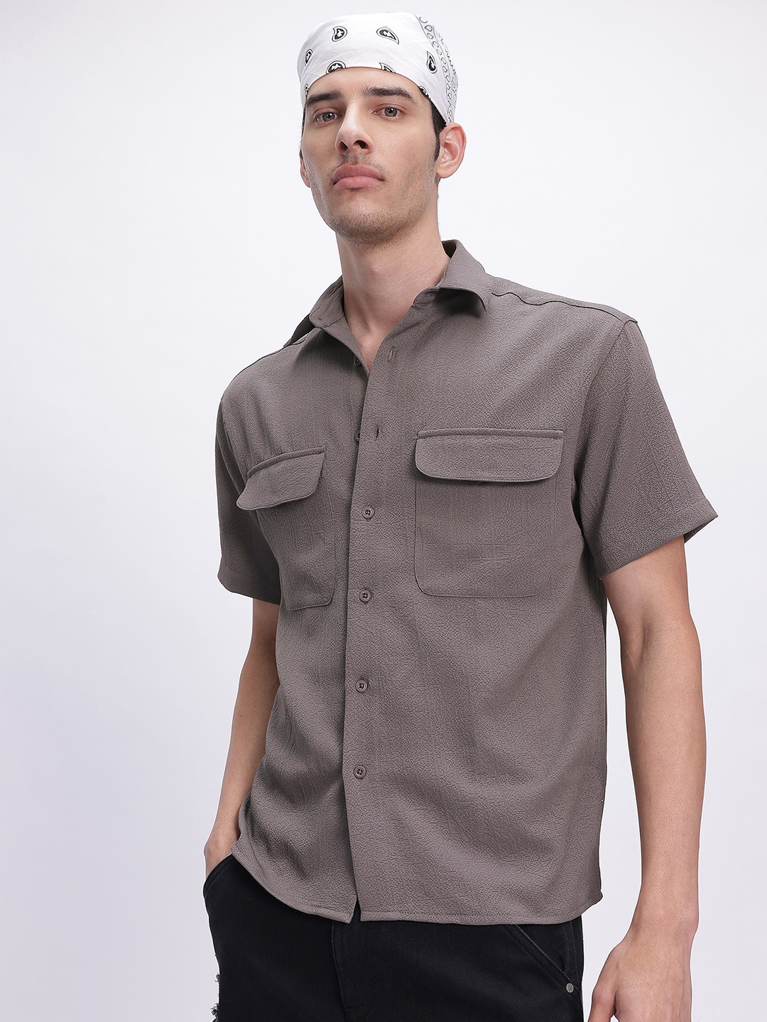 

glitchez Street Smart Textured Shirt, Charcoal