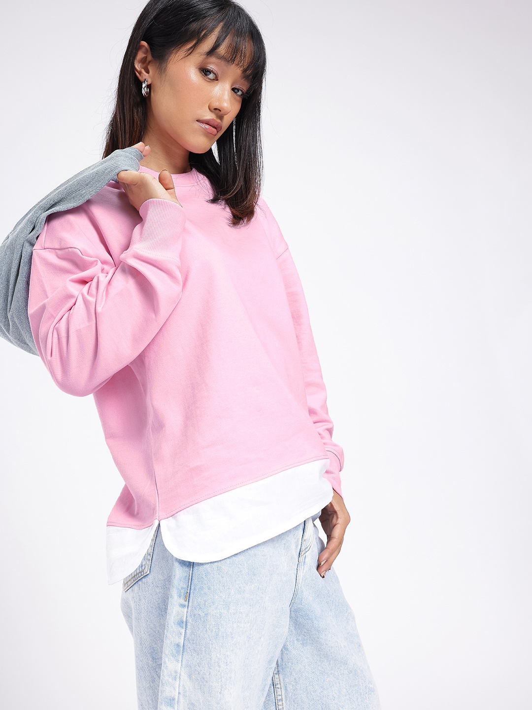 

glitchez City Slicker Cotton Terry Boxy Pullover Sweatshirt, Pink