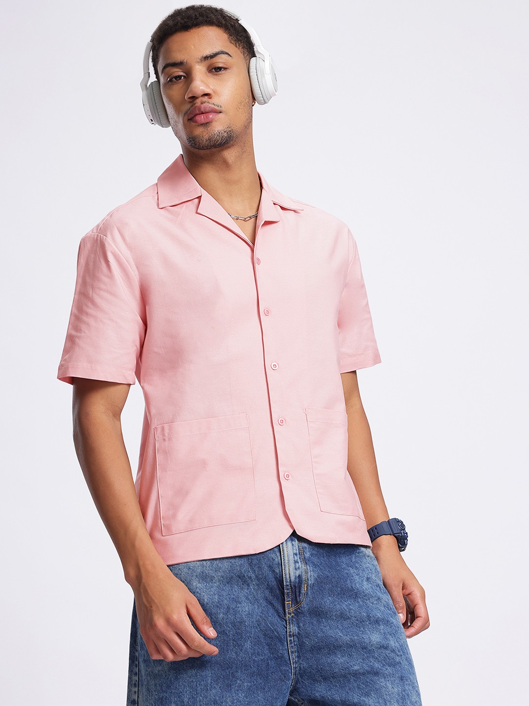 

glitchez Pocket Appeal Oversize Shirt, Pink