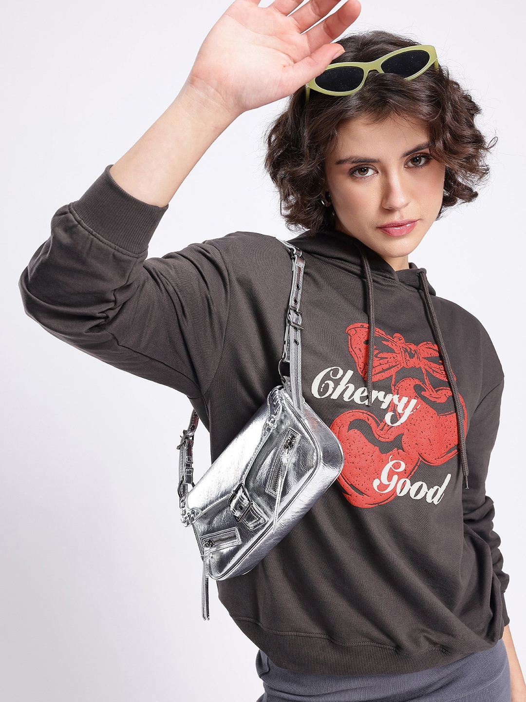 

glitchez Urban Explorer Printed Cotton Terry Boxy Fit Pullover Sweatshirt, Grey