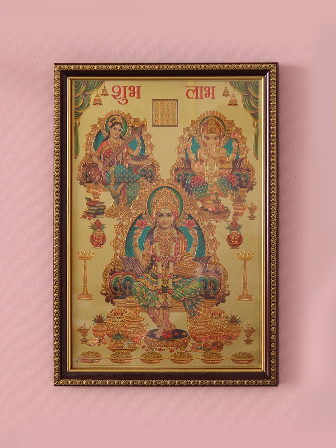 SHREE KALA HOME DECOR Brown & Red Synthetic Wood Religious Paintings Wall Art