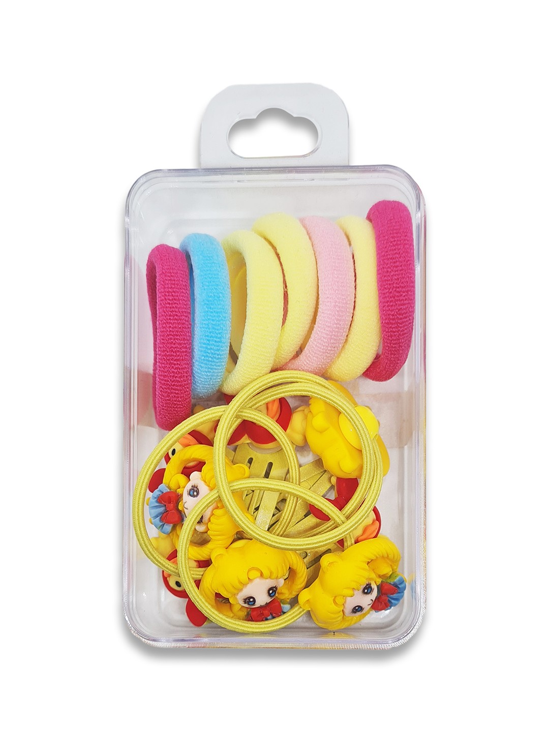 

Comet Busters Women Hair Accessory Set of Ties and Hair clips, Red