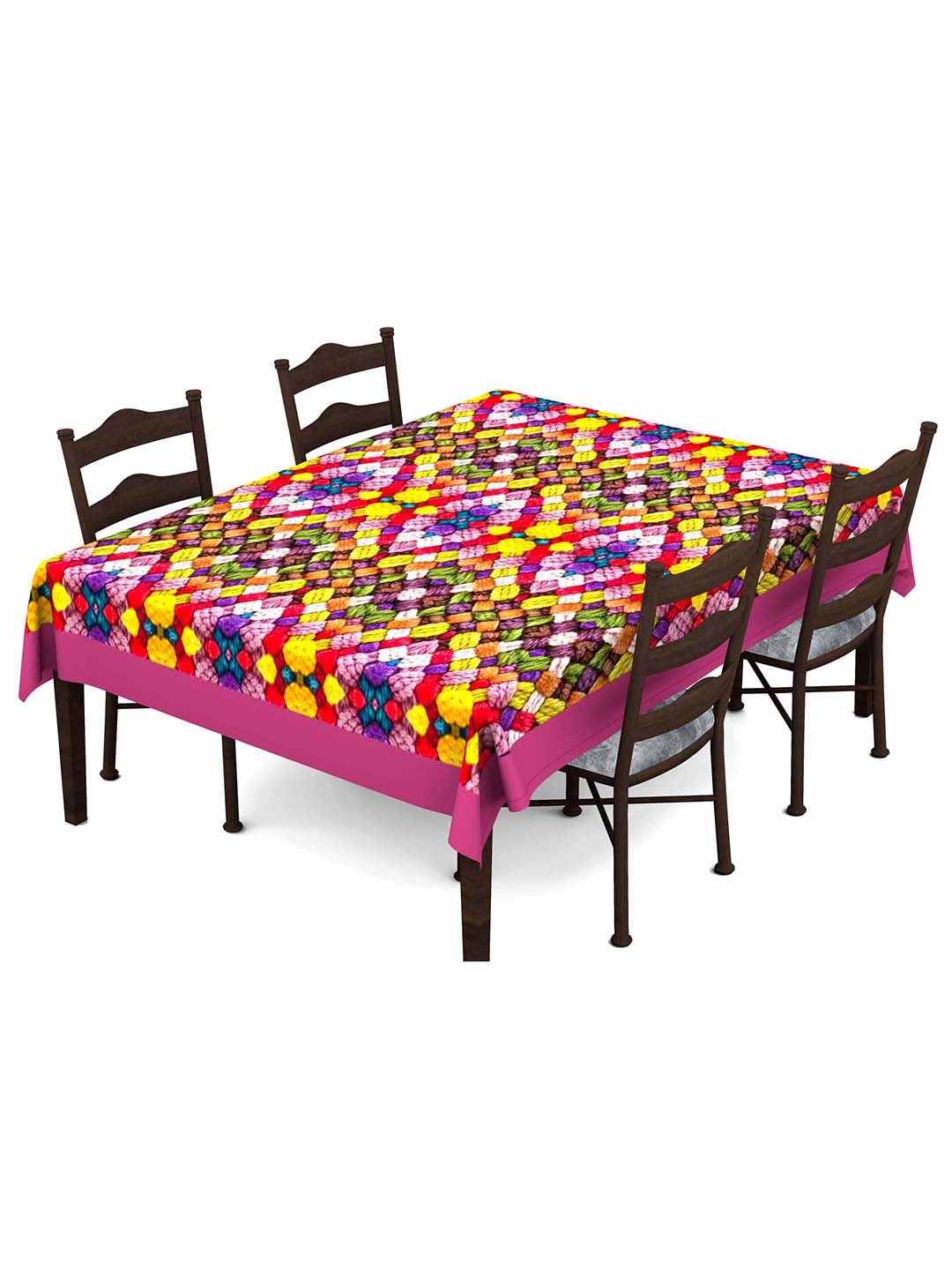 

Lushomes Pink & Yellow Flloral Printed 4 Seater Table Cover