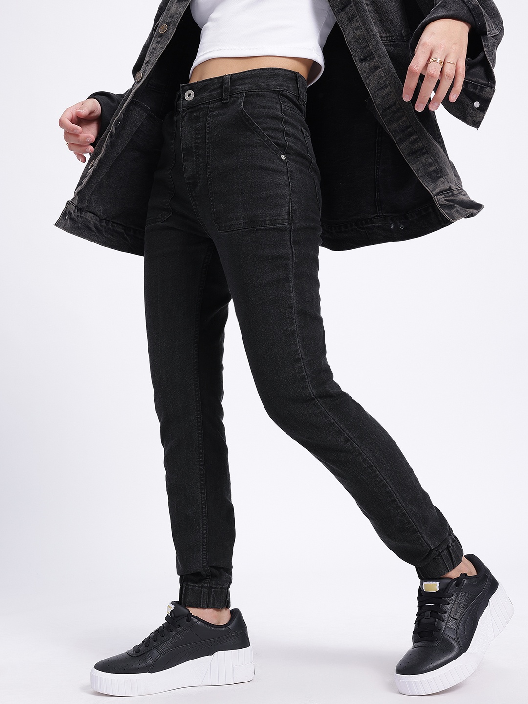 

glitchez Women Effortless Edge Jogger Jeans, Black