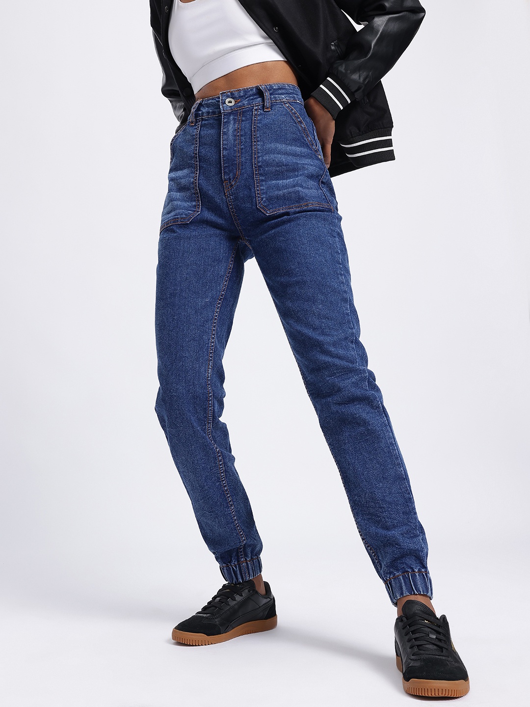 

glitchez Women Retro Rewind Whiskers & Chevron Detail Joggers, Blue