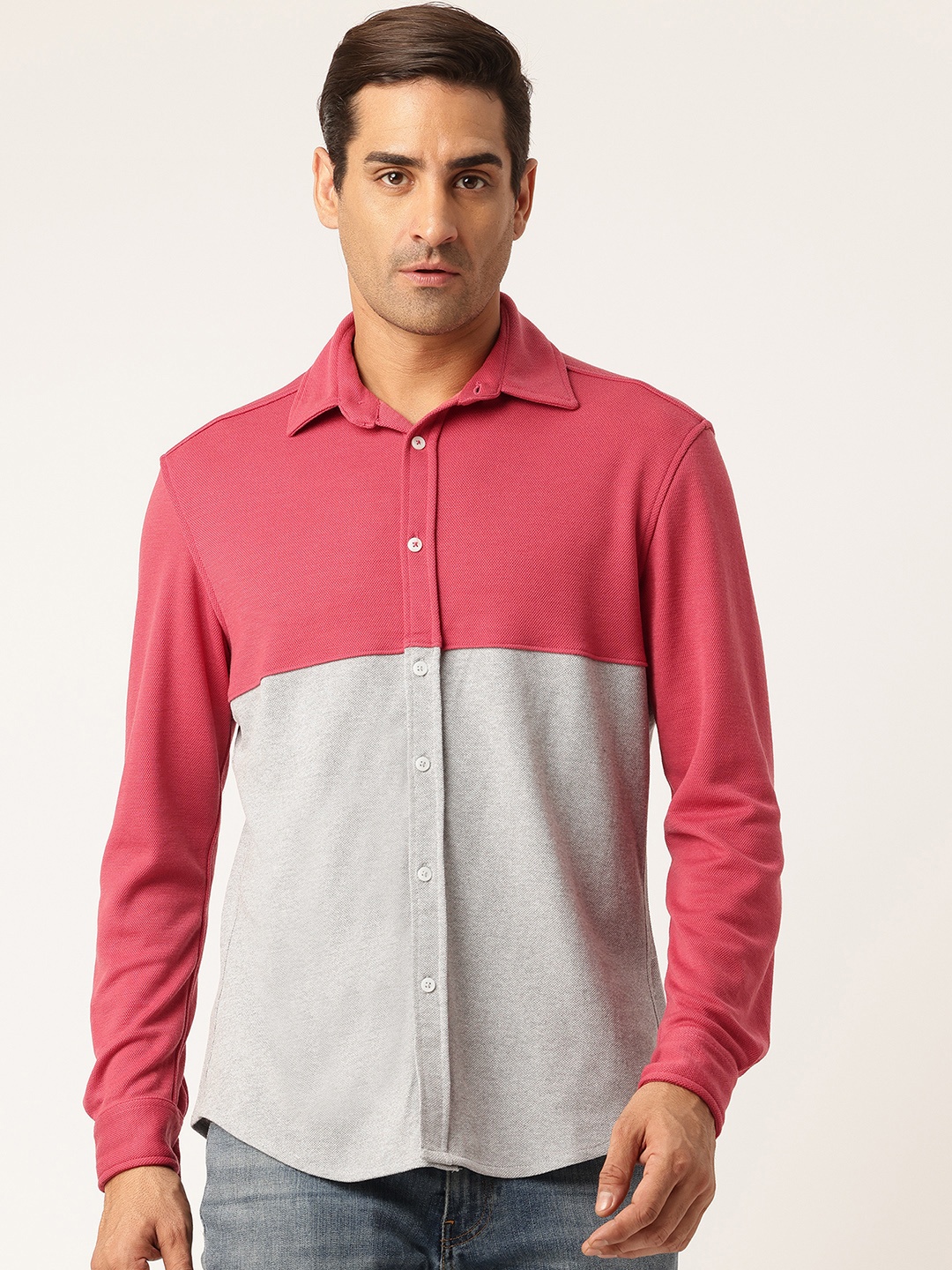 

Rue Collection Men Comfort Colourblocked Casual Shirt, Coral