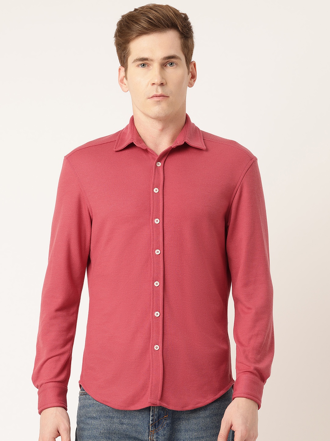 Rue Collection Men Classic Casual Shirt, Coral