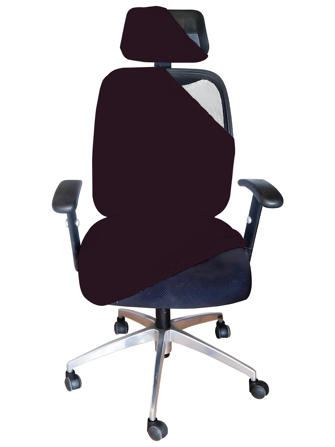 

LAZI 3 Piece Wine Office Chair Cover with Headrest Cover Stretchable Removable, Burgundy