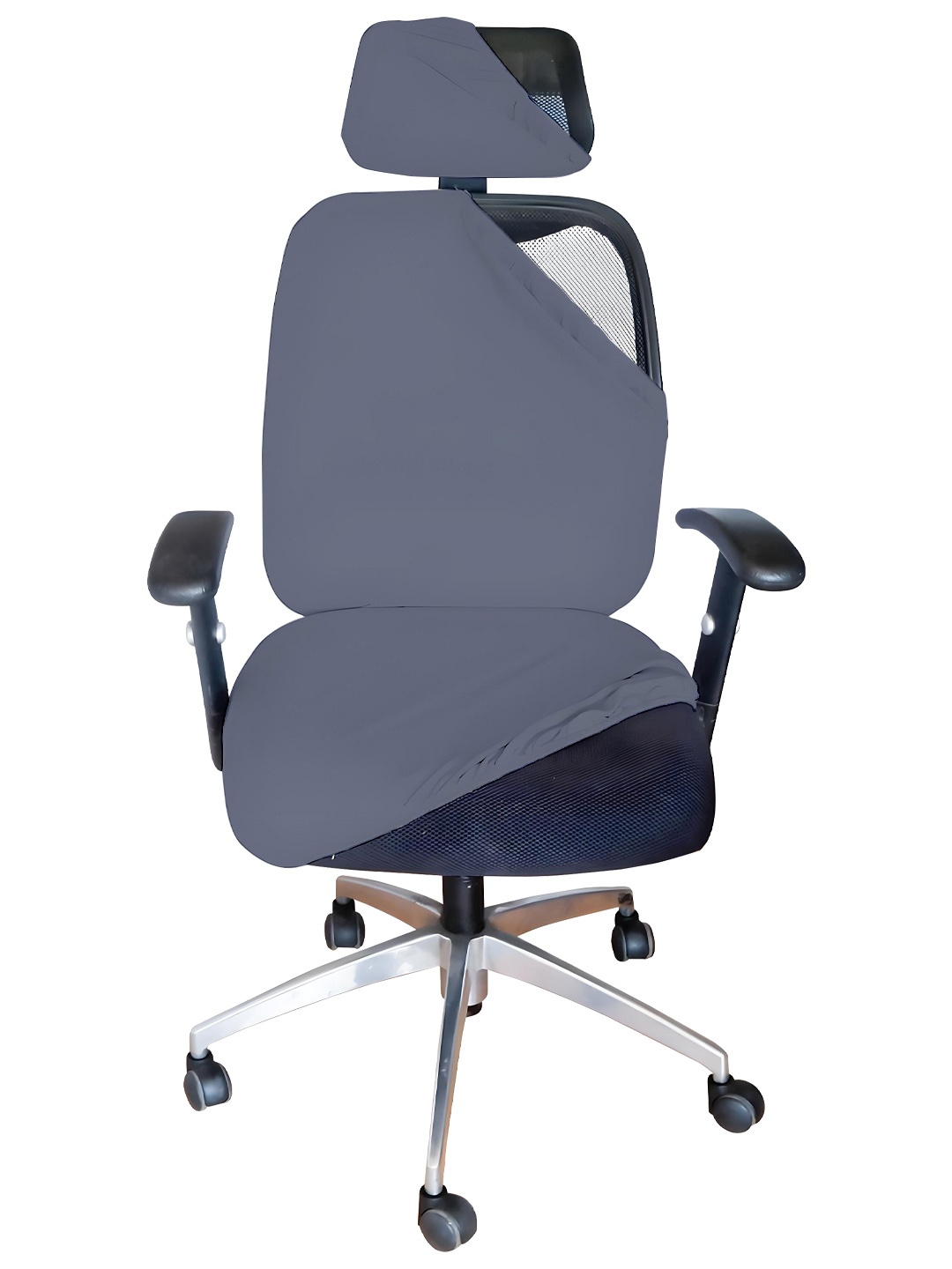 

LAZI 3 Piece Light Grey Office Chair Cover with Headrest Cover Stretchable Removable