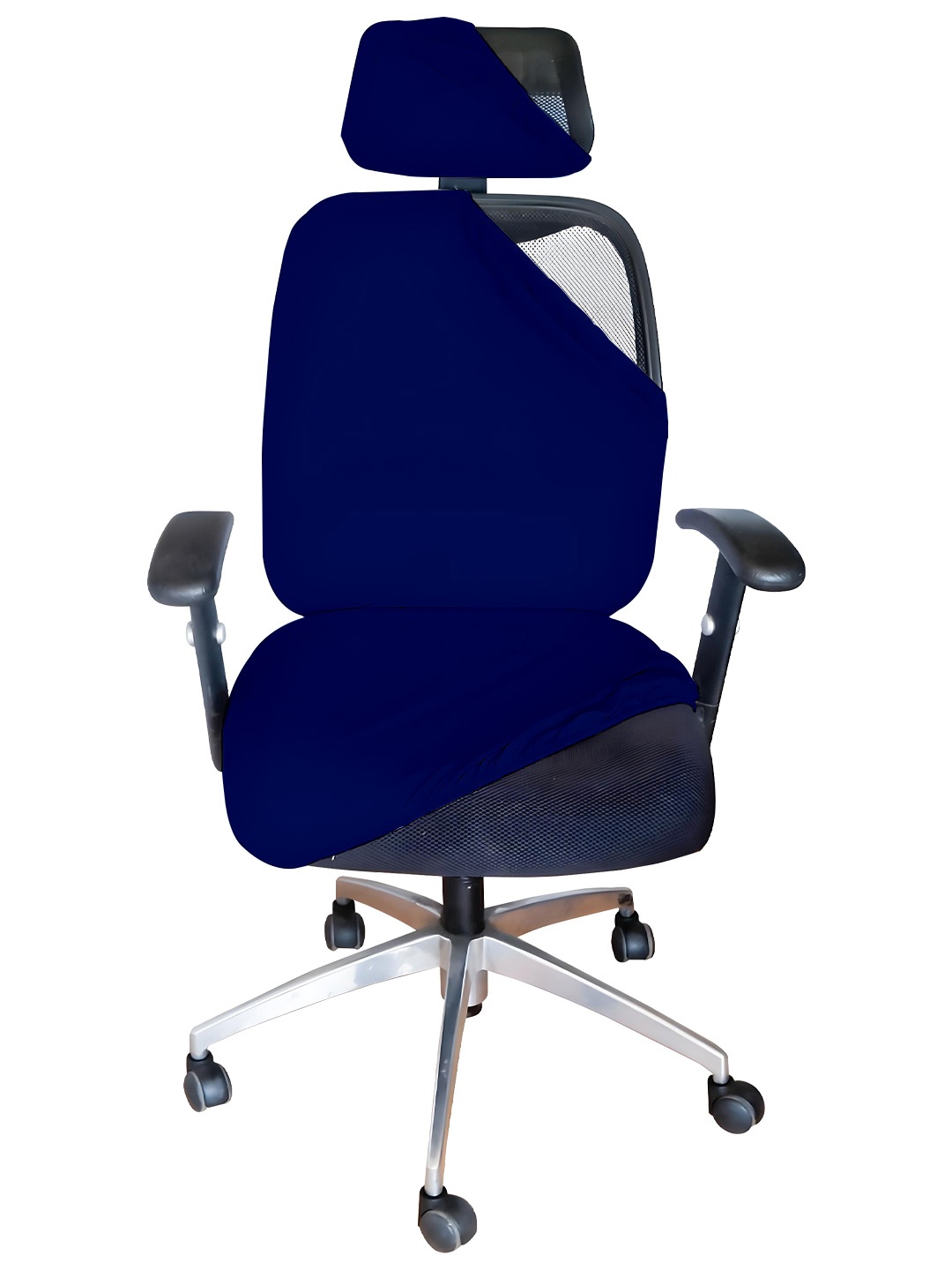 

LAZI 3 Piece Navy Blue Office Chair Cover with Headrest Cover Stretchable Removable