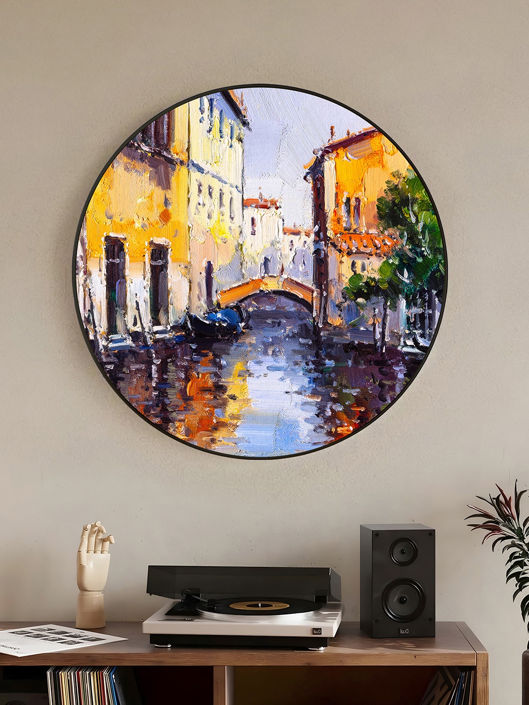 

Art Street Yellow & Blue Paper Canal In Venice City Abstract Printed Wall Art