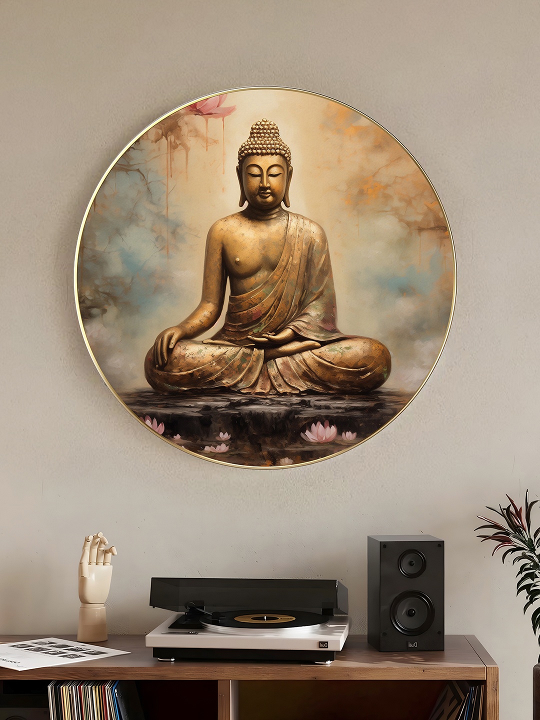 

Art Street Brown Paper Meditating Lord Buddha Religious Printed Wall Art