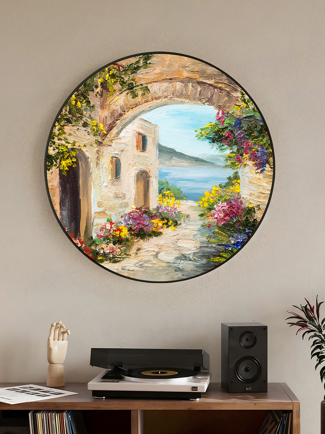 

Art Street Yellow & Blue Paper House Near The Sea Printed Wall Art