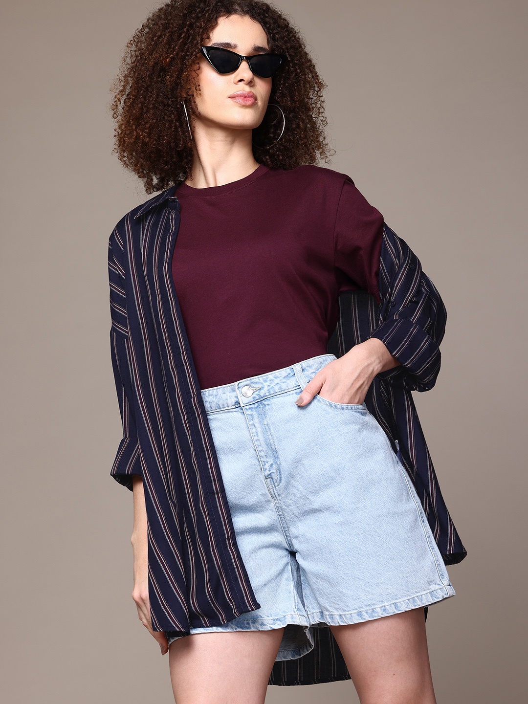 

The Roadster Lifestyle Co. Classic Striped Twill Weave Casual Shirt, Navy blue