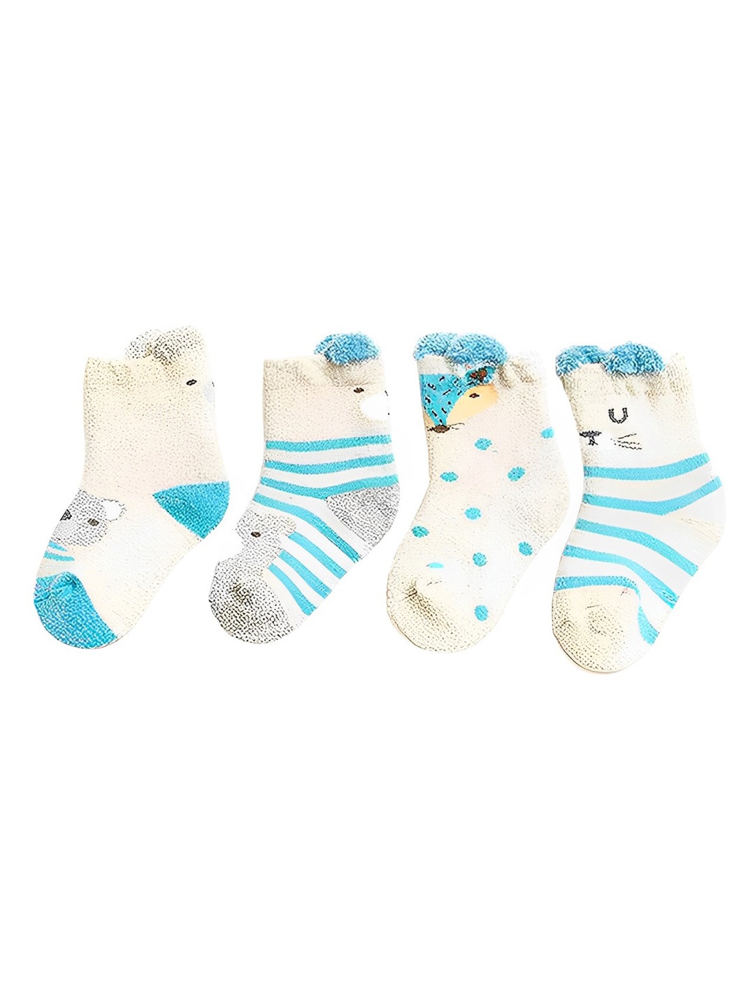 

SYGA Pack Of 4 Infant Printed Cotton Mid-Tube Socks, Blue