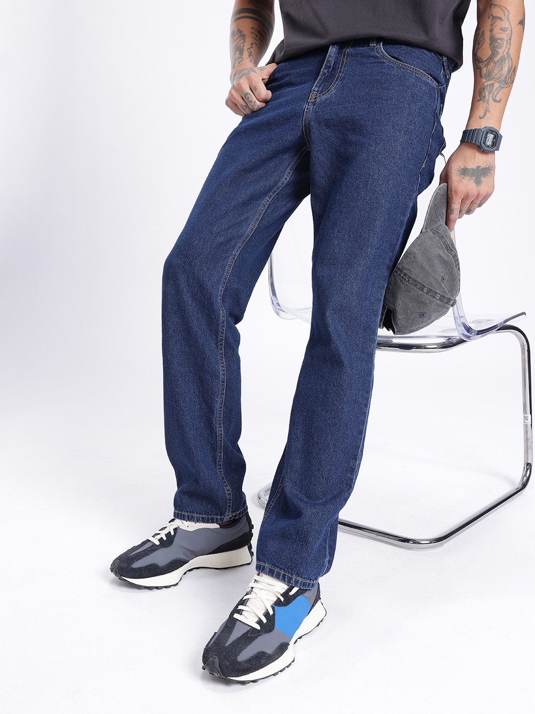 

glitchez Men Street Cool Regular Fit Jeans, Blue