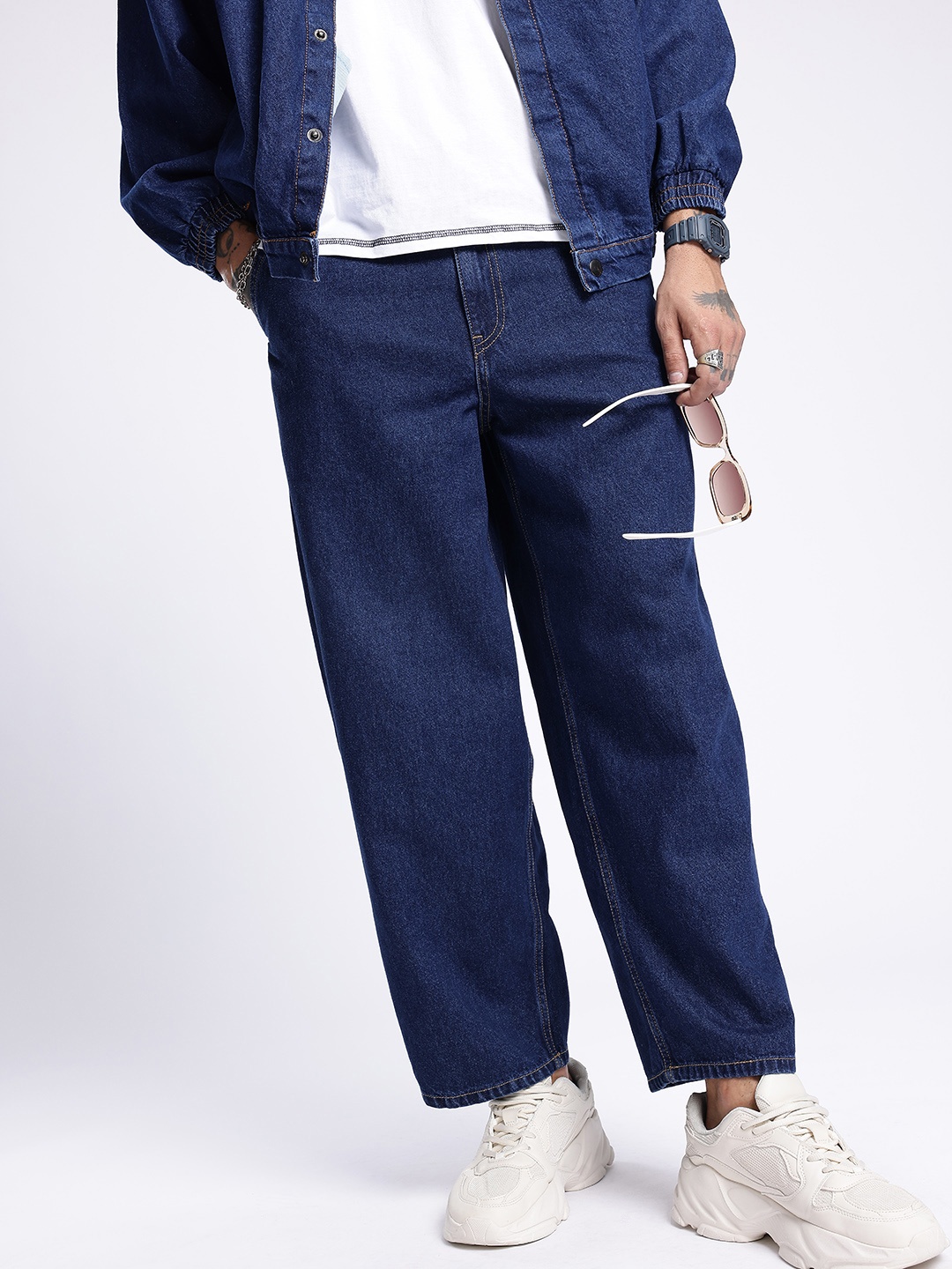 

glitchez Men Street Cool Korean Baggy Fit Jeans, Blue
