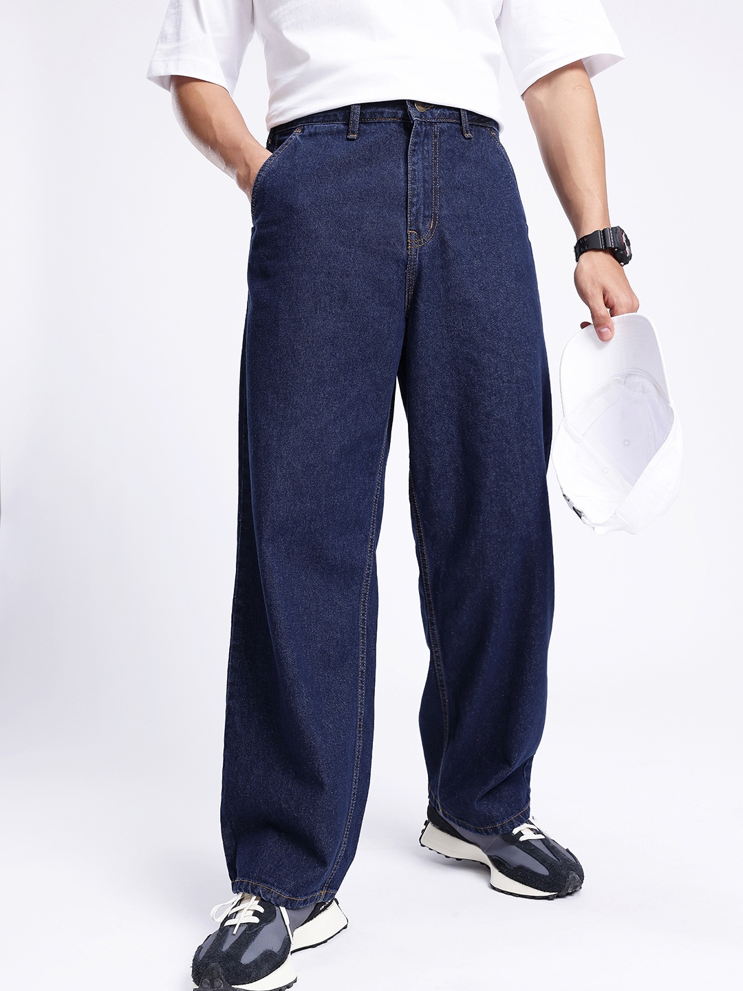 

glitchez Men Urban Cool Korean Baggy Jeans, Blue