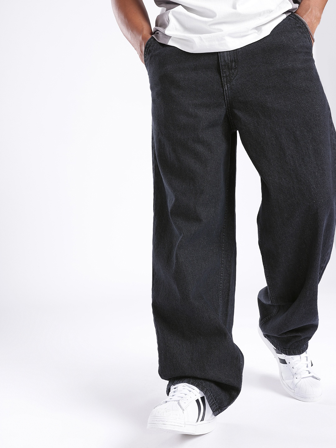 

glitchez Men Urban Explorer Baggy Light Fade Jeans, Charcoal