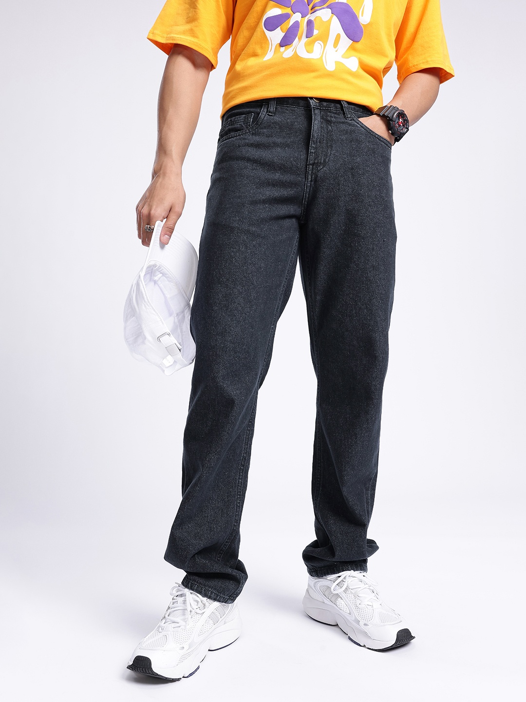 

glitchez Men Classic Essential Regular Fit Jeans, Black