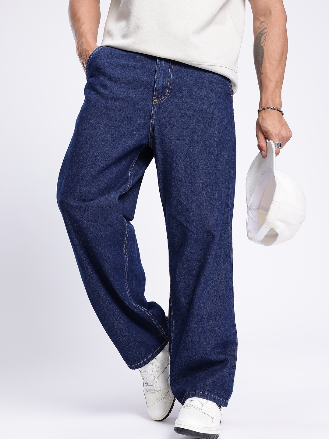 

glitchez Men Relaxed Flow Baggy Jeans, Navy blue