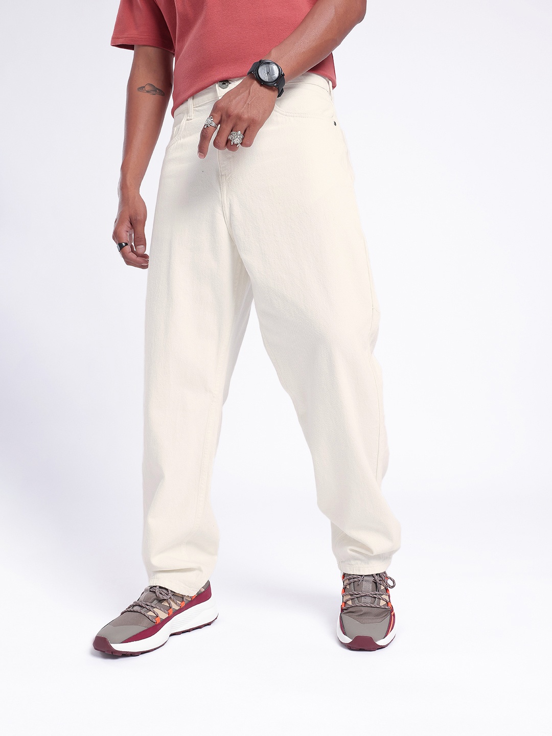 

glitchez Men Street Living Skater Fit Jeans, White