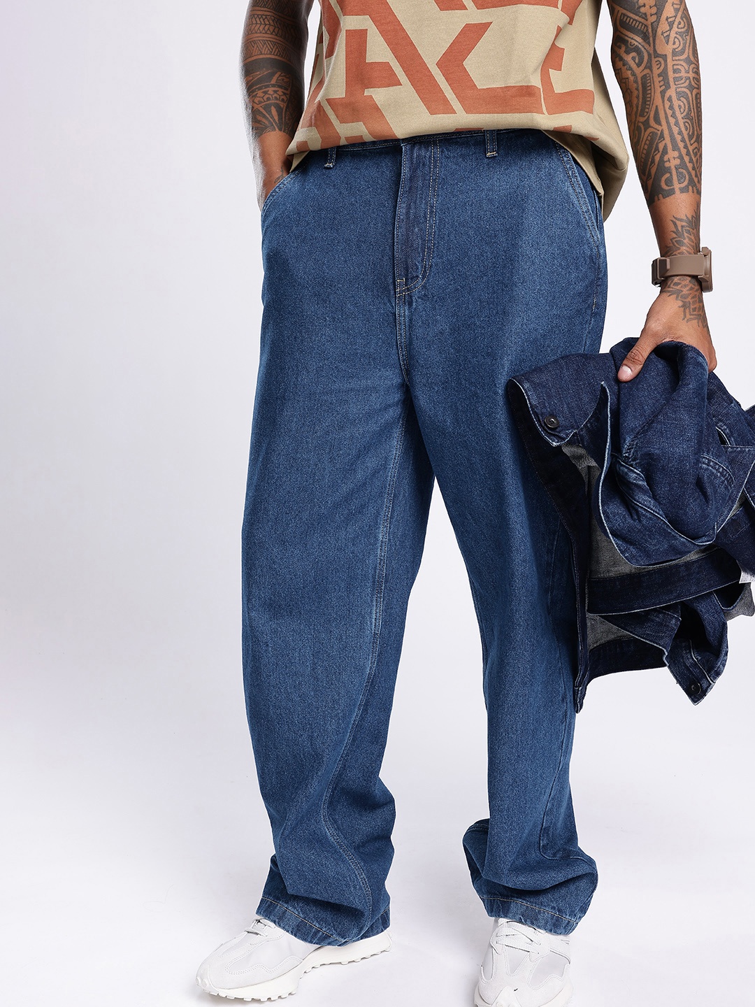 

glitchez Men Street Touch Wide Leg Jeans, Blue
