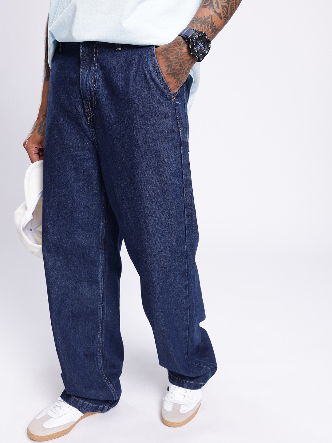 

glitchez Men Modern Vibe Wide Leg Jeans, Blue