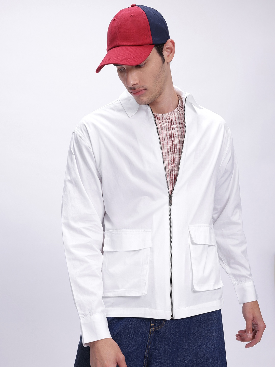 

glitchez Functional Fashion Box Pockets Shirt, White