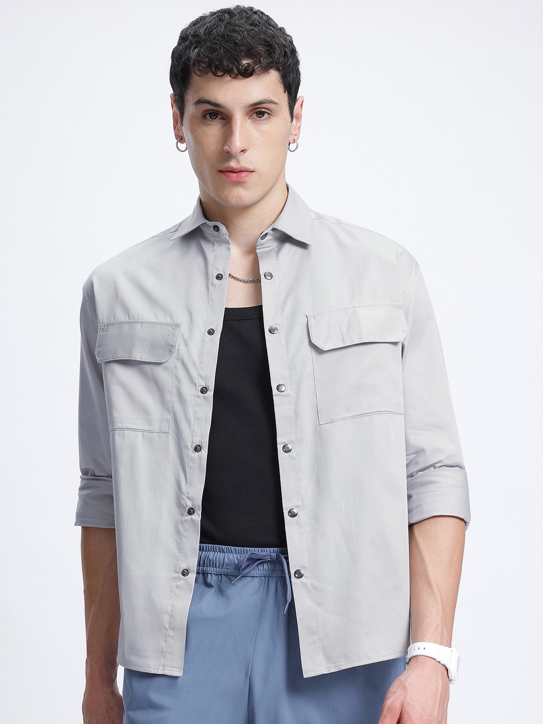 

glitchez Minimalist Mood Opaque Casual Shirt, Grey