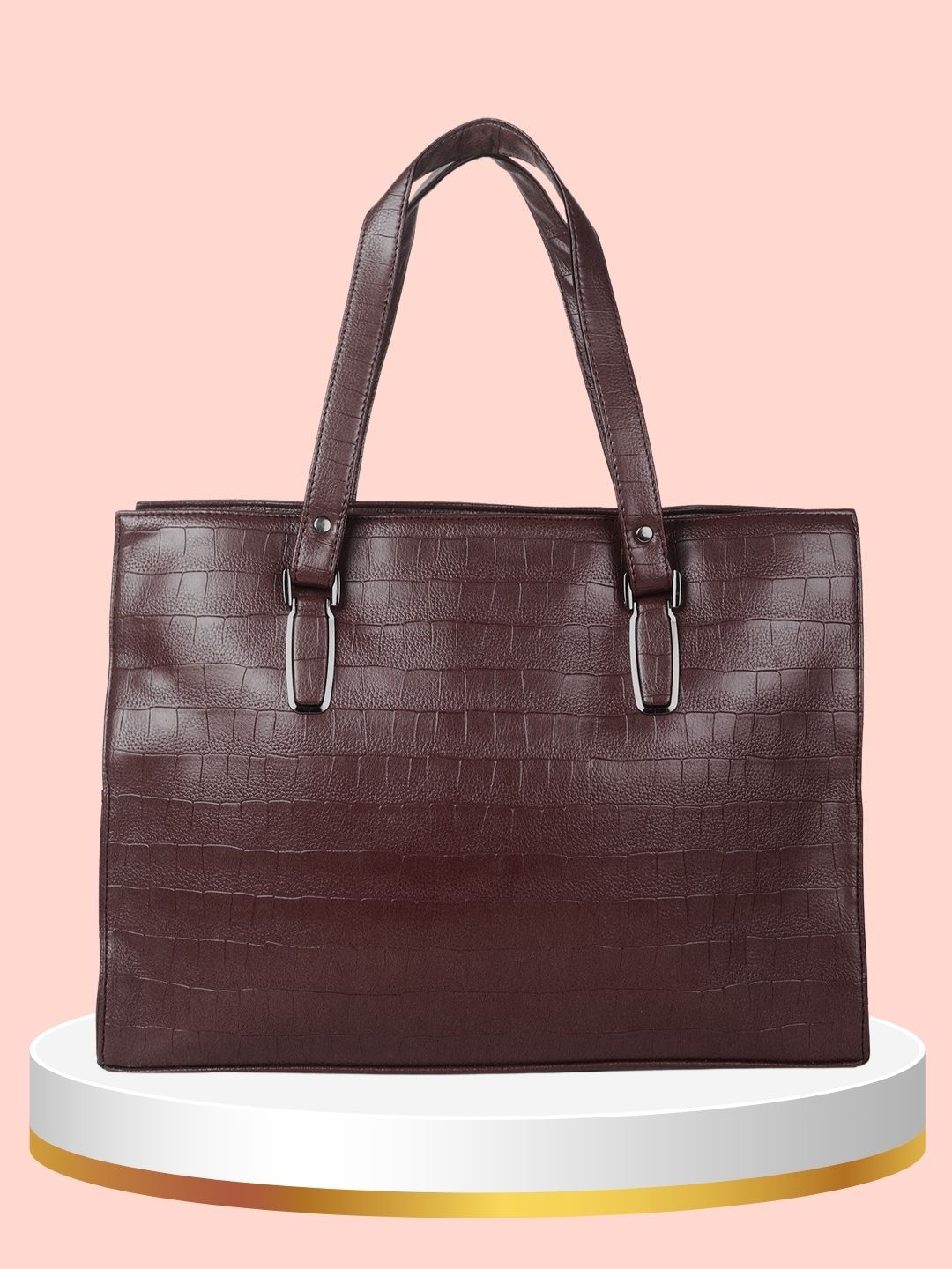 

yelloe Women Textured Structured Leather Shoulder Bag, Burgundy
