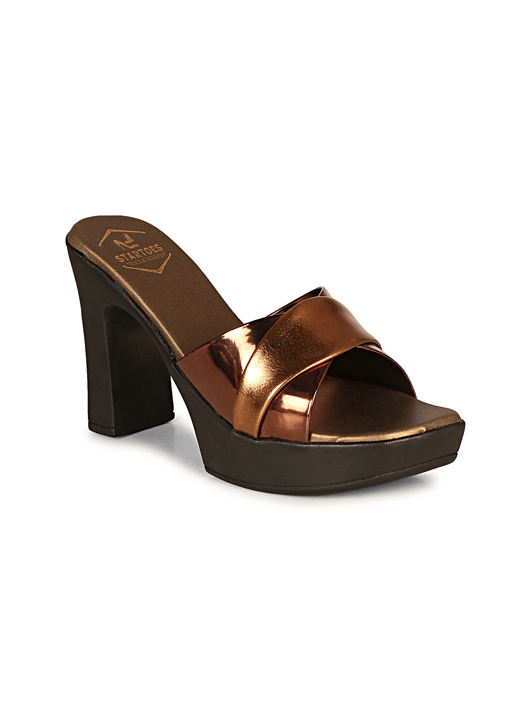 

STARTOES Women Party Block Sandals, Copper