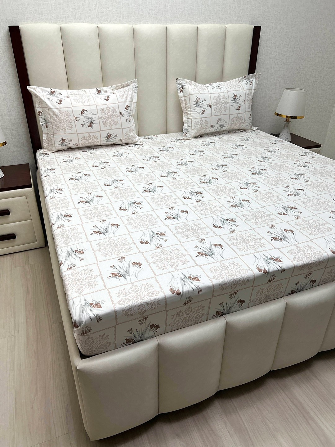 

Pure Decor Cotton King Size Double Bedsheet With 2 Pillow Covers 108 in X 108 in, White