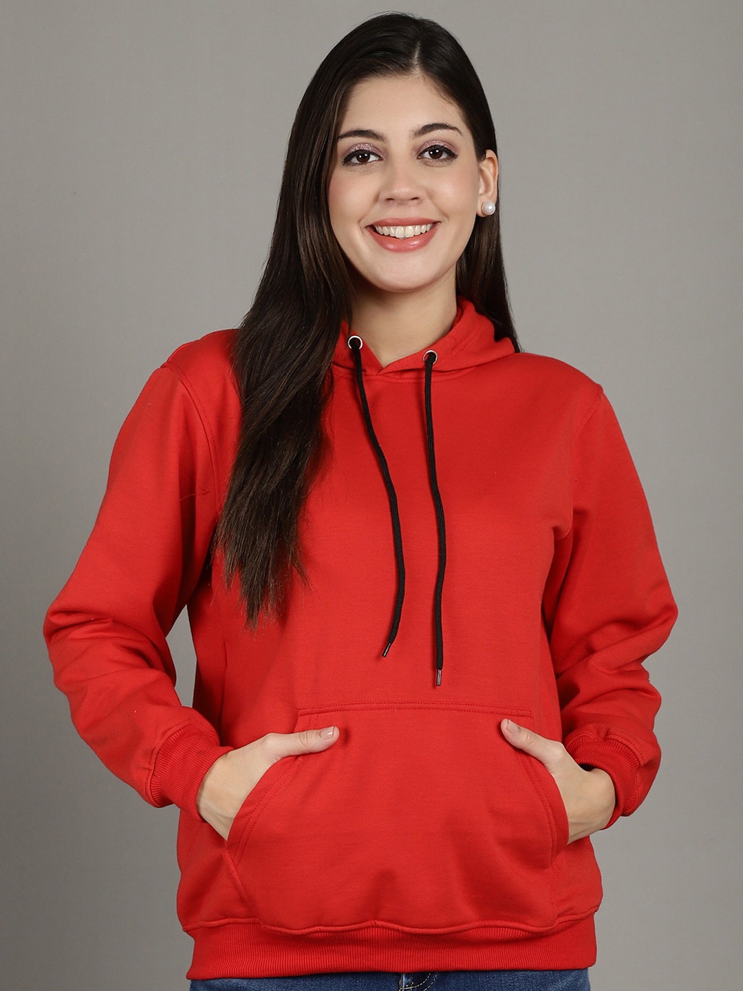 

Jinfo Women Hooded Sweatshirt, Red
