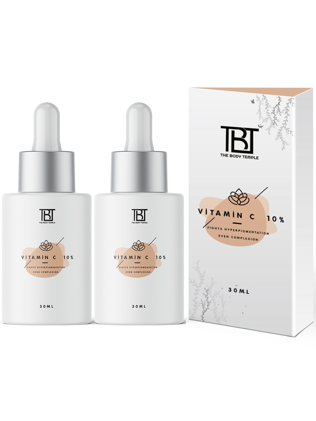 

The Body Temple Set Of 2 10% Vitamin C Face Serum For Clear Glowing Skin - 30 ml Each, White