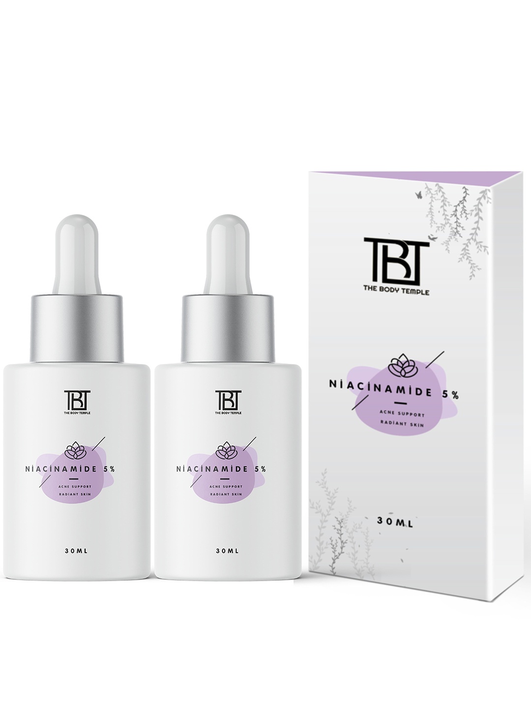 

The Body Temple Set Of 2 5% Niacinamide Face Serum For Clear Glowing Skin -30 ml Each, White