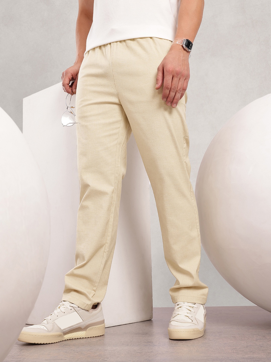 

Nautica Men Regular Fit Trousers, Beige