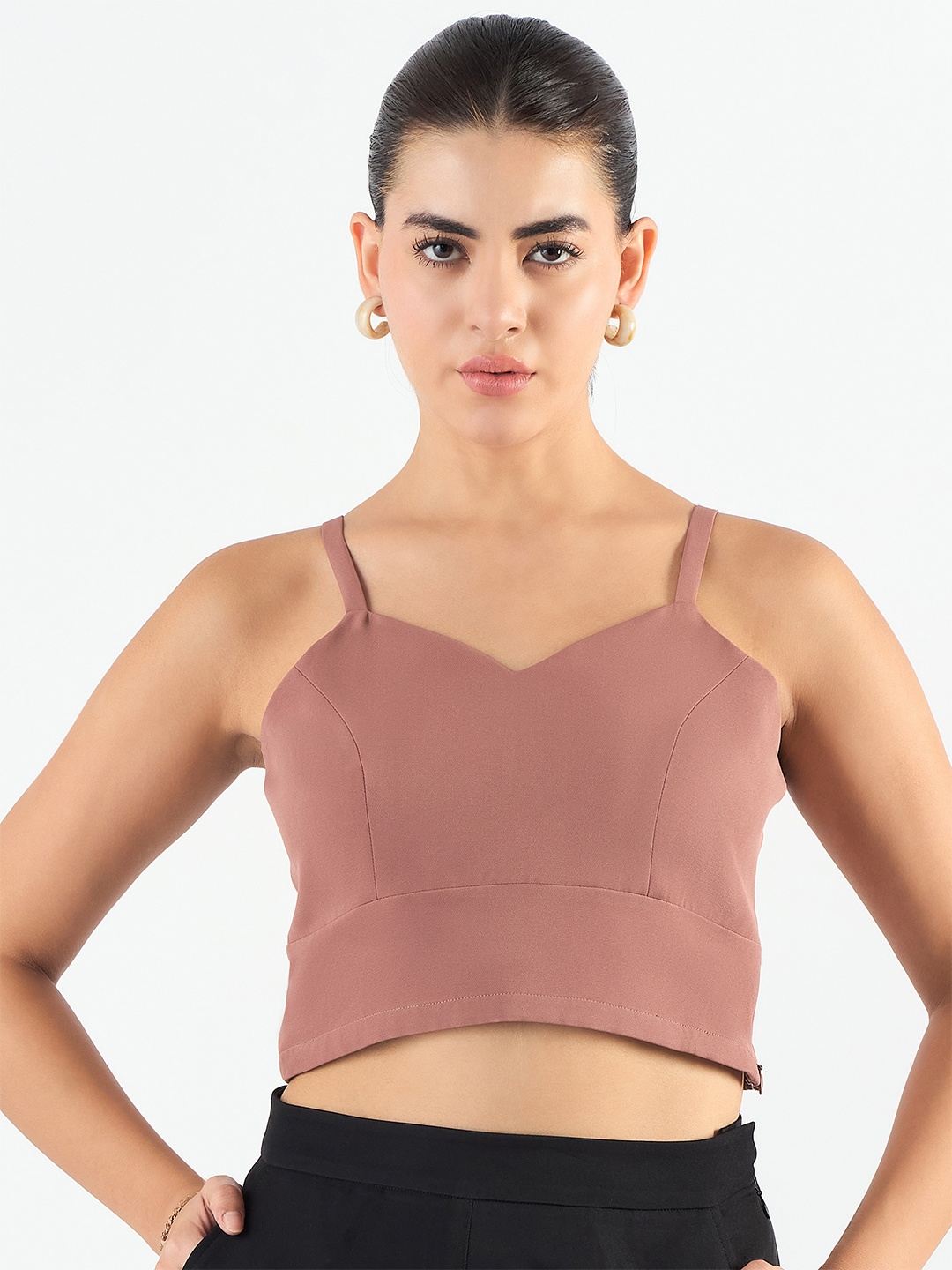 

PowerSutra Women Sweetheart Neck Crop Top, Peach