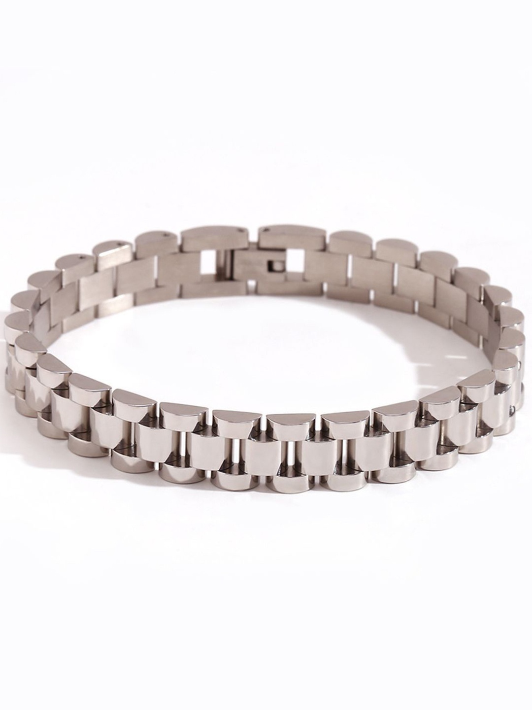

Aquastreet 18K Silver Plated Antitarnish Waterproof Wide Link Bracelet