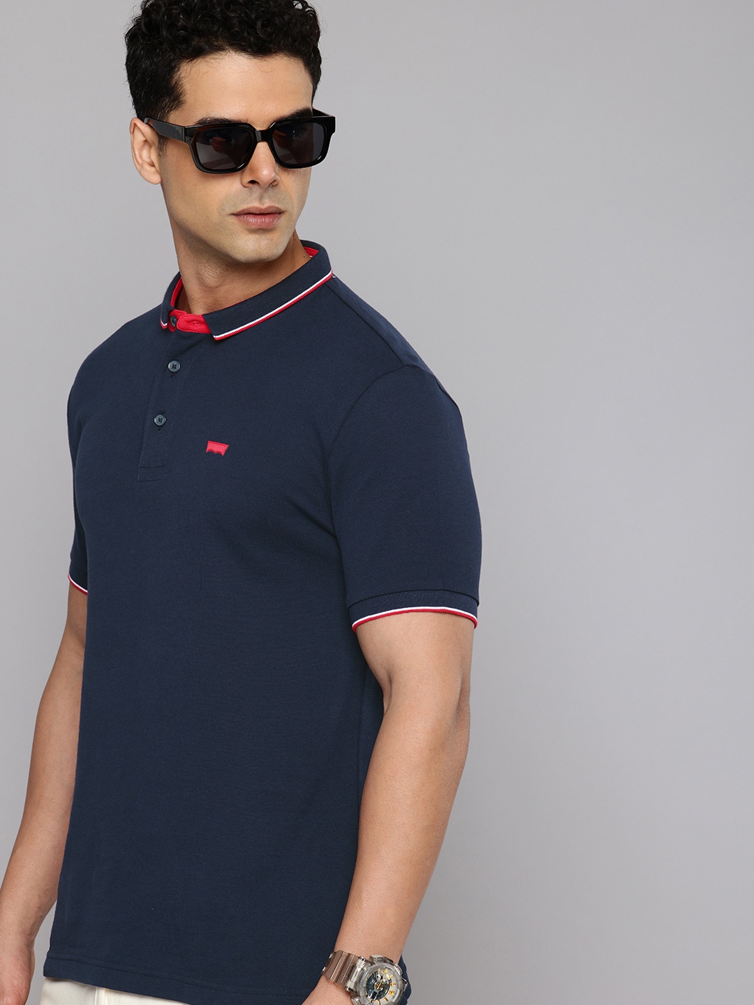 

Levis Polo Collar Pure Cotton T-shirt, Navy blue