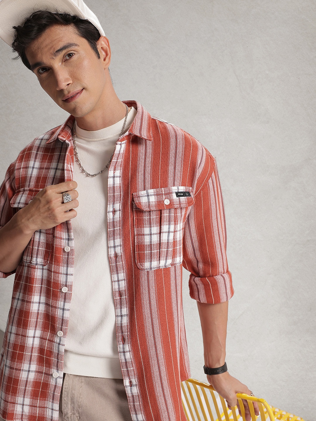 

WROGN Striped Relaxed Fit Casual Shirt, Brown