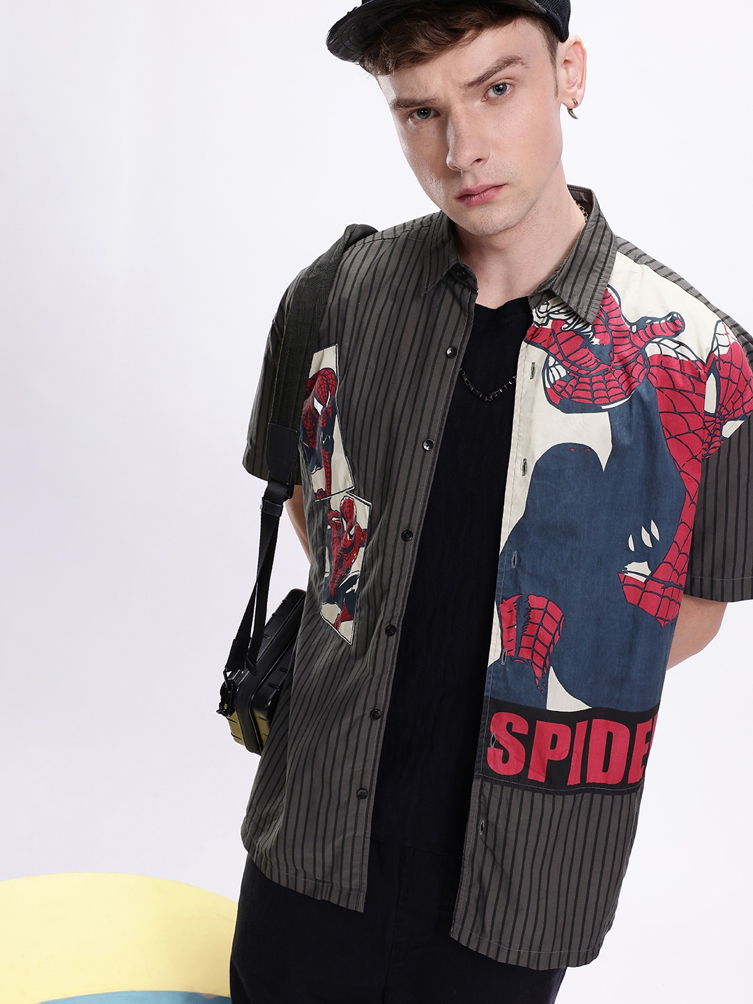 

Kook N Keech Marvel Pure Cotton Spider-Man Printed Oversized Casual Shirt, Grey